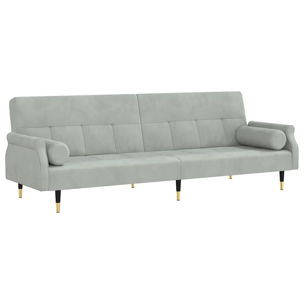 Divano letto | Sof¨¤ letto | Letto singolo con Cuscini Grigio Chiaro in Velluto