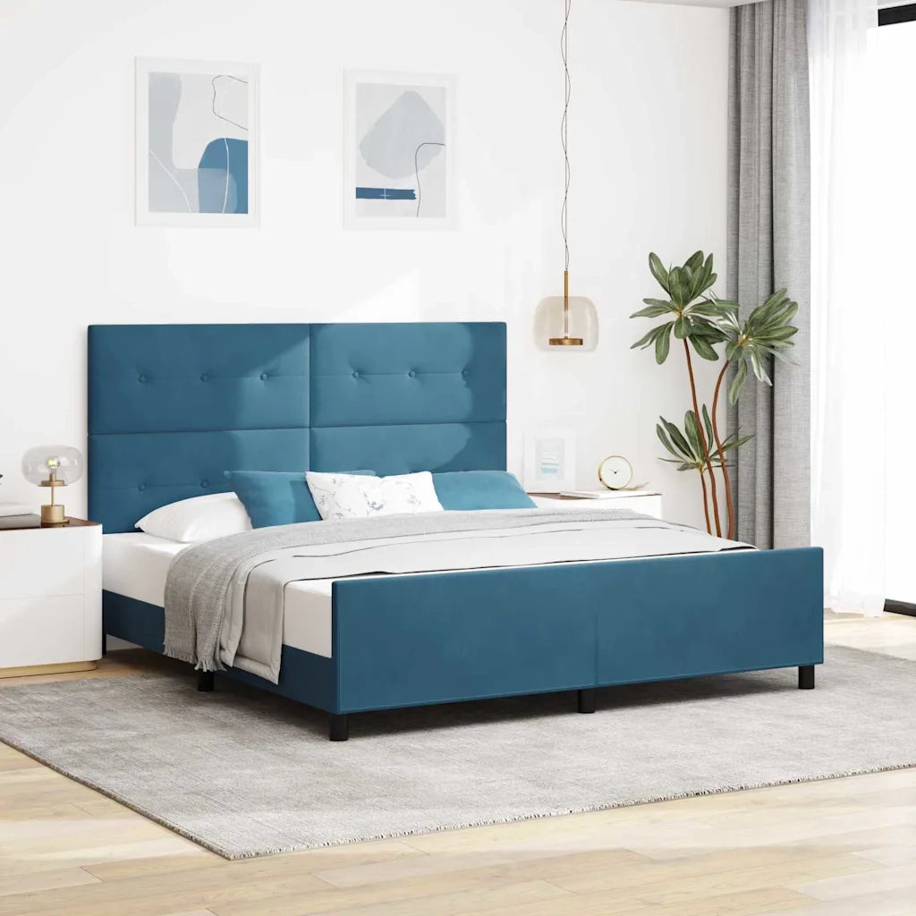 Letto a molle con testiera Blu Scuro 180 x 200 cm Velluto