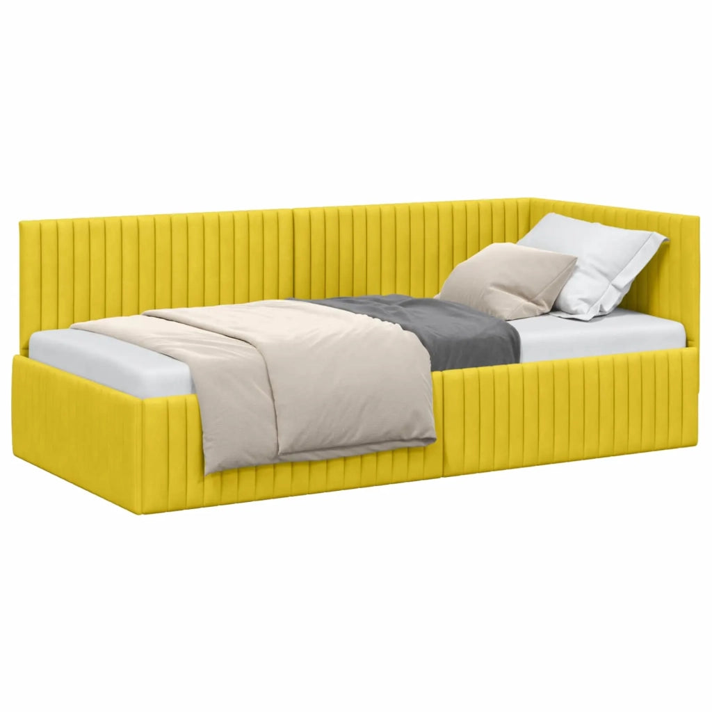 Cornice del letto ad angolo Giallo 90 cm x 190 cm Velluto 42016262