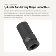 Impatto 21 mm 6-punti - Kit di chiavi a dente - Resistente all'usura in acciaio Cr-Mo - Corrosione resistente - 3/4 pollici di trasmissione - Nera lucidata - Chiave a dente