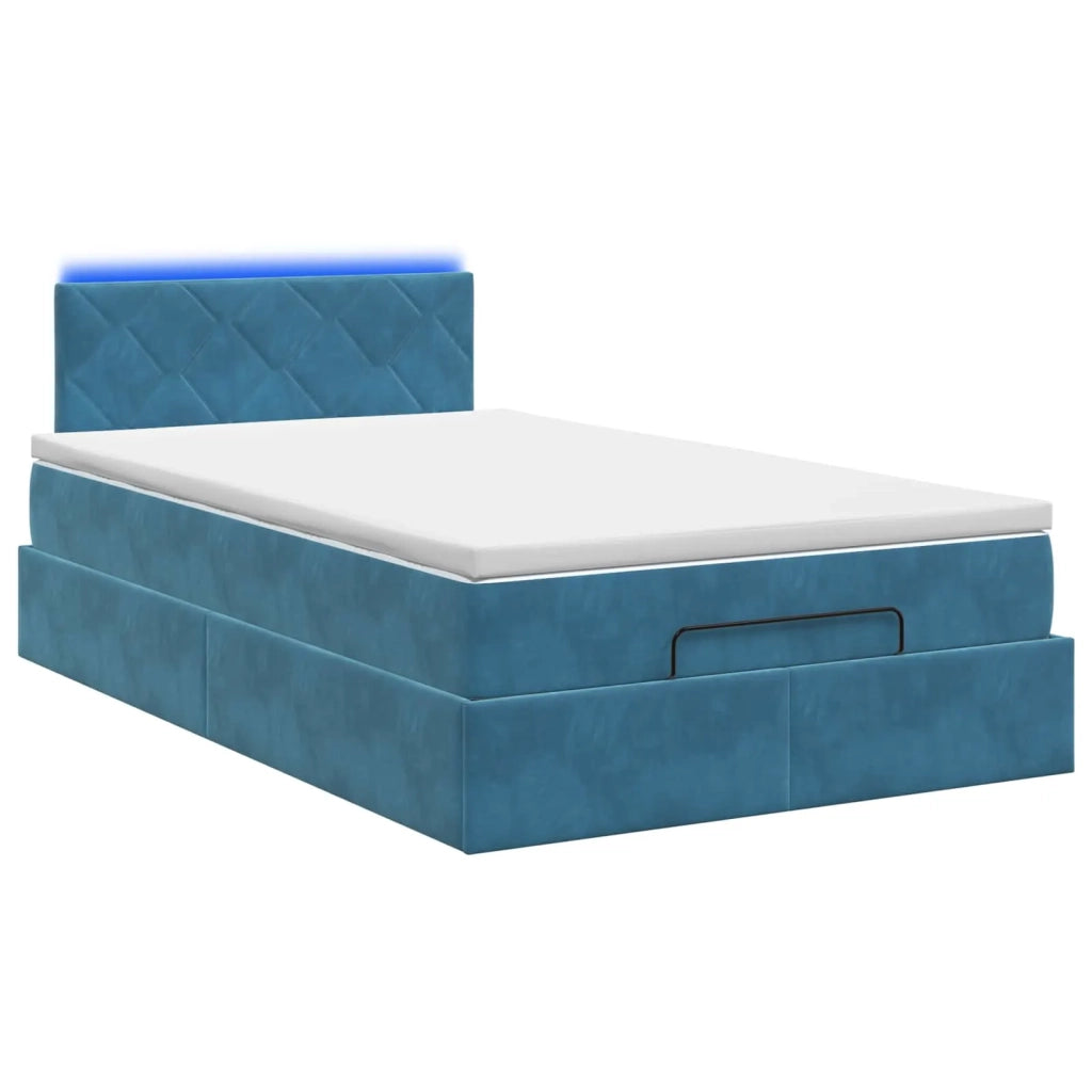 Letto Ottomano con Materasso e LED Blu scuro 120 x 200 cm 3457207