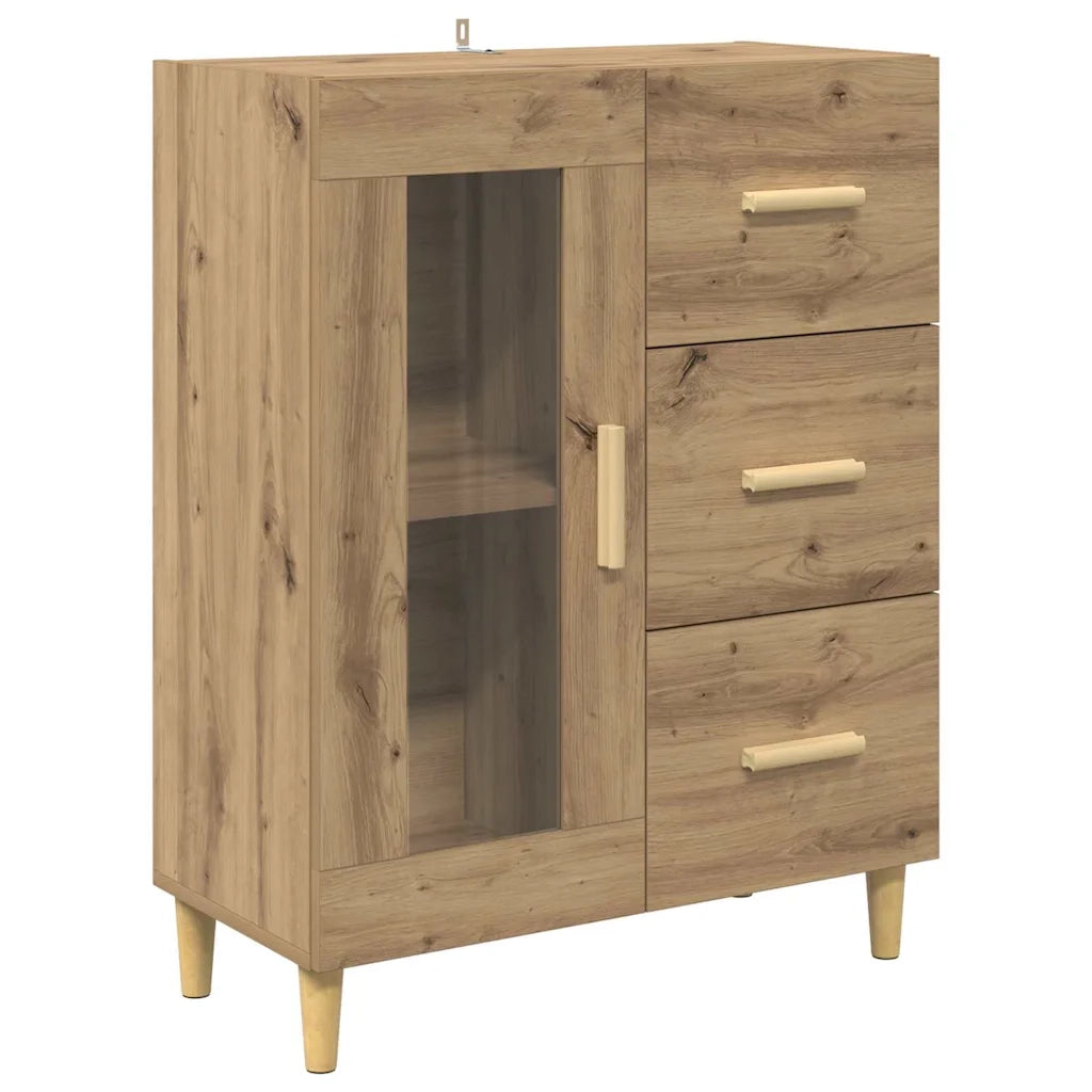 Credenza con Cassetto-Buffet-Armadio da cucina Rovere artigianale 69,5 x 34 x 180 cm 486918