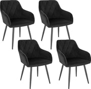 Set di 4 poltrone da sala da pranzo in velluto - Poltrona da sala da pranzo - Stile, Ergonomia e Comfort - Nero