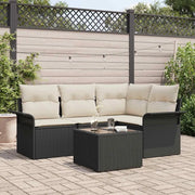 Set Divano da Giardino con cuscino 5 pcs Nero polyrattan 3345347