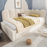 LETTO Contenitore 90x200 cm Velluto Beige con rete a sollevamento idraulica
