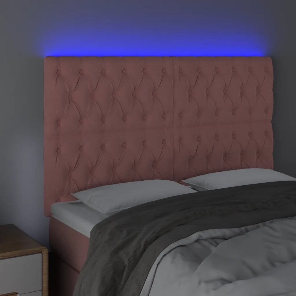 Testiera a LED Rosa 160x7x118/128 cm in Velluto 3122819