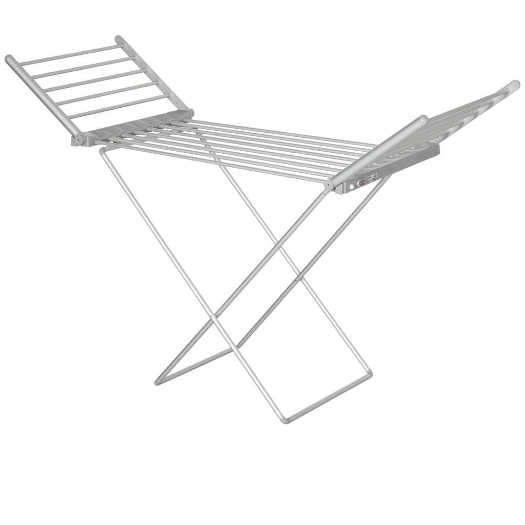 Stendino Elettrico Pieghevole con Ali Riscaldato ¨C Minimal ¨C Argento 144x53x91