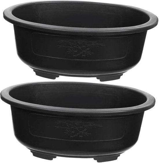 Vaso per Bonsai 38 cm - Ovale Vaso per Fiori - Vaso per Coltivazione - Fessure di Drenaggio - PP - Plastica Leggera e Robusta - Vaso per Piante