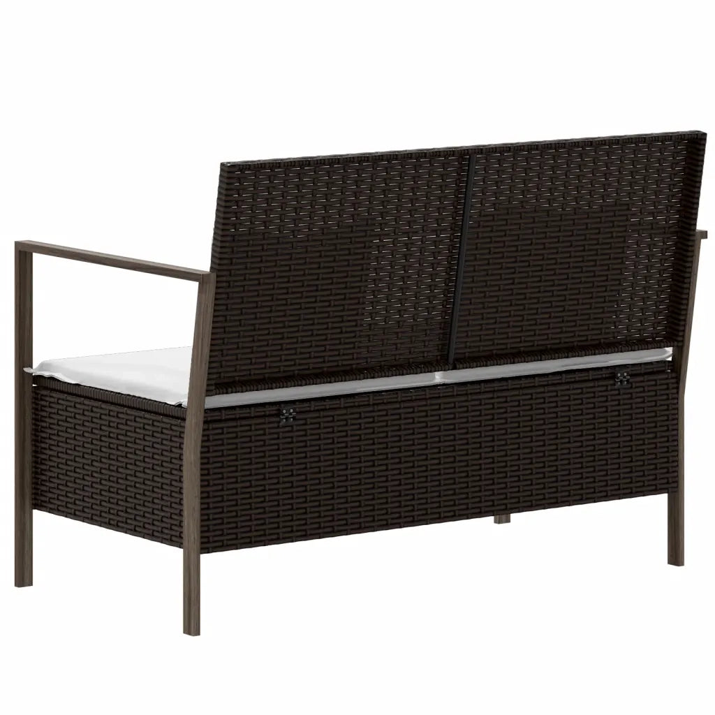 Panchina da Giardino | Panca da Giardino a 2 Posti con Cuscini in Polyrattan Marrone
