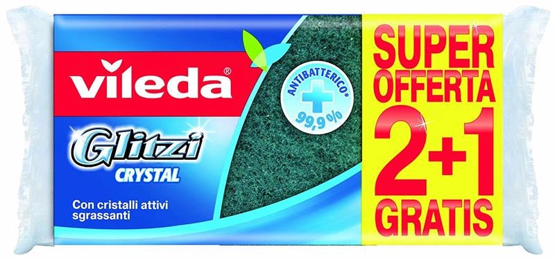 VILEDA SPUGNA DA CUCINA GLITZI CRYSTAL 2 + 1 OMAGGIO