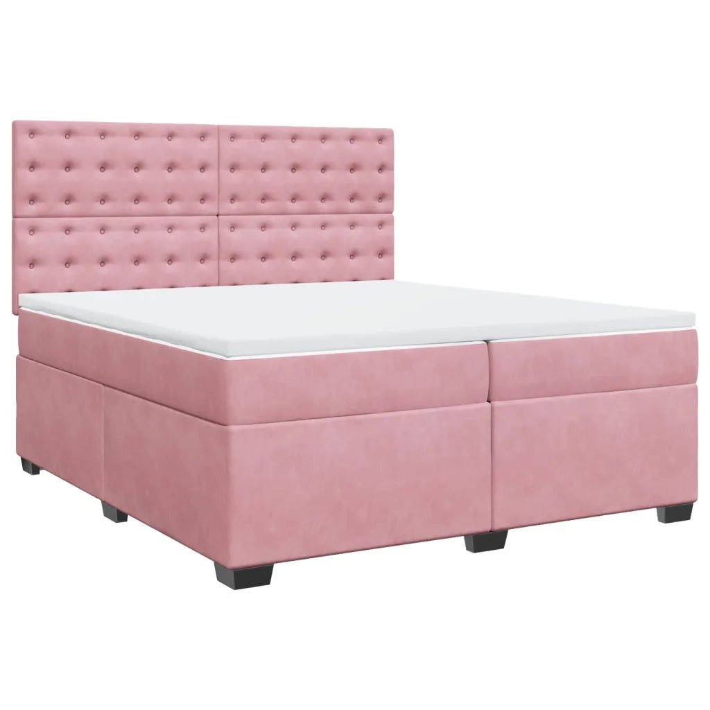 Giroletto a Molle con Materasso Rosa 200x200 cm in Velluto