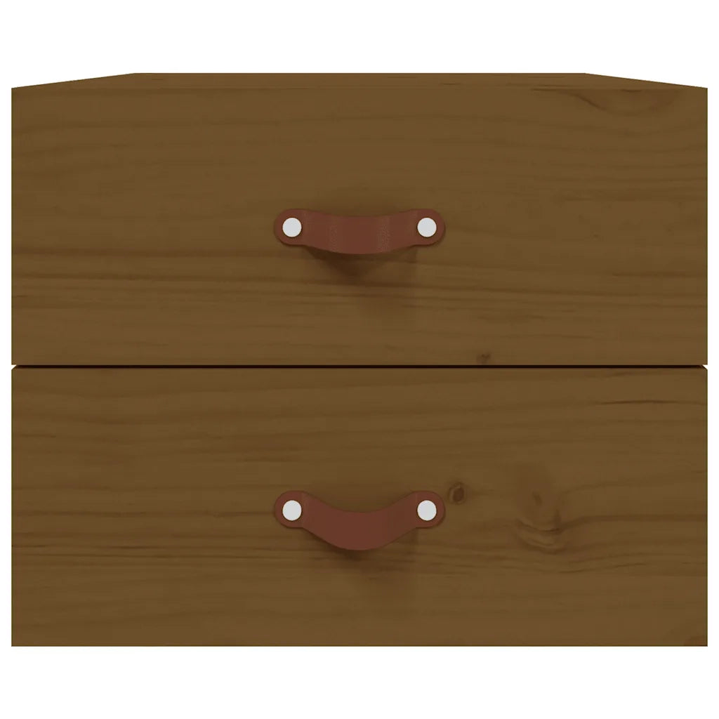 Set di 2 Comodini | Armadio da Notte | Mobiletto da notte a Muro Marrone ambra 50x36x40 cm
