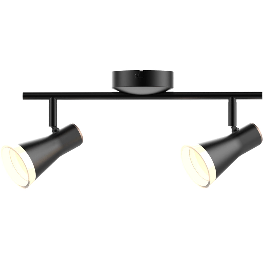 Lampada parete/soffitto LED 2 luci nera 3000K Polux