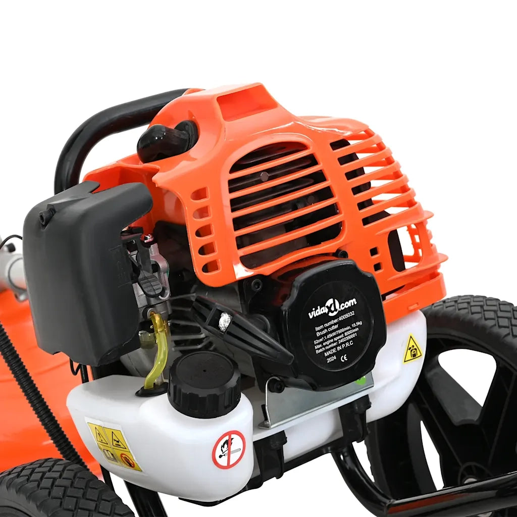 vidaXL Decespugliatore con Ruote Arancione 52 cc 1,45 kW