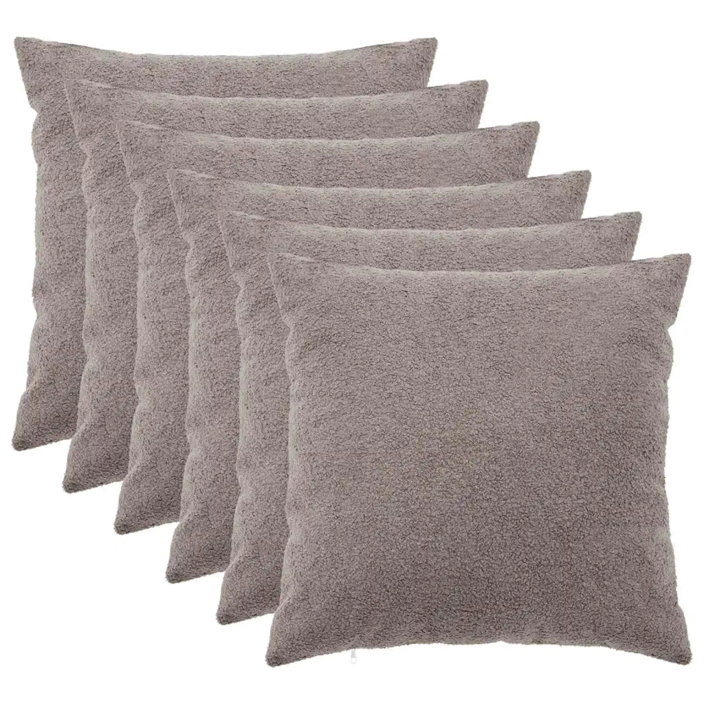 Federa 6 pcs HEERLEN Grigio Chiaro 65 x 65 cm Bouclé 912958