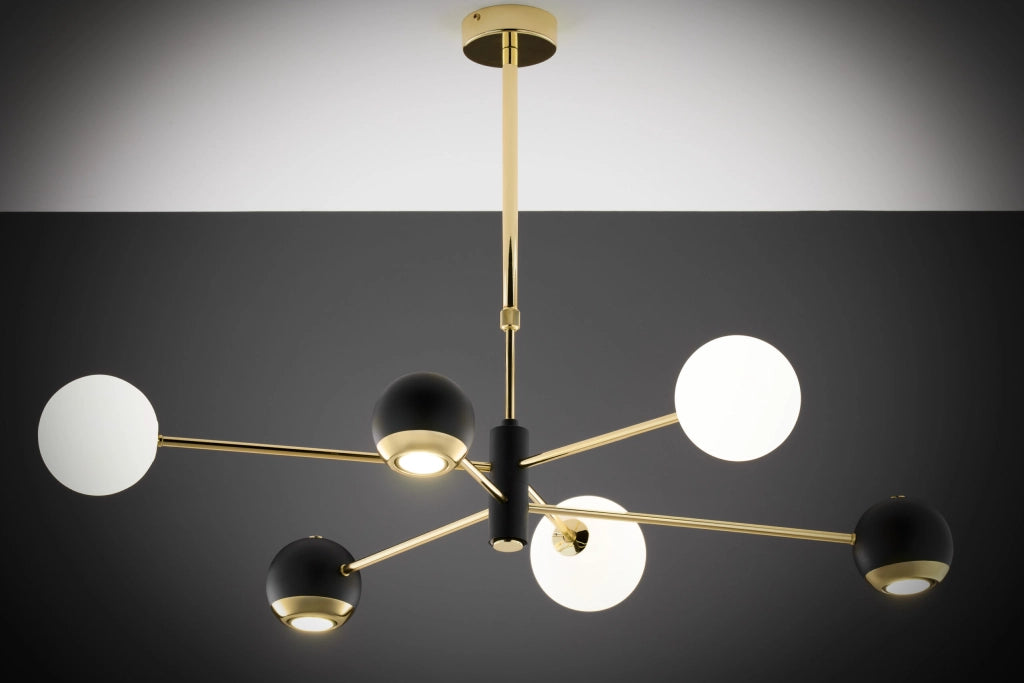 Lampada a sospensione MOKA oro/nero 6 luci G9+GU10 Jupiter