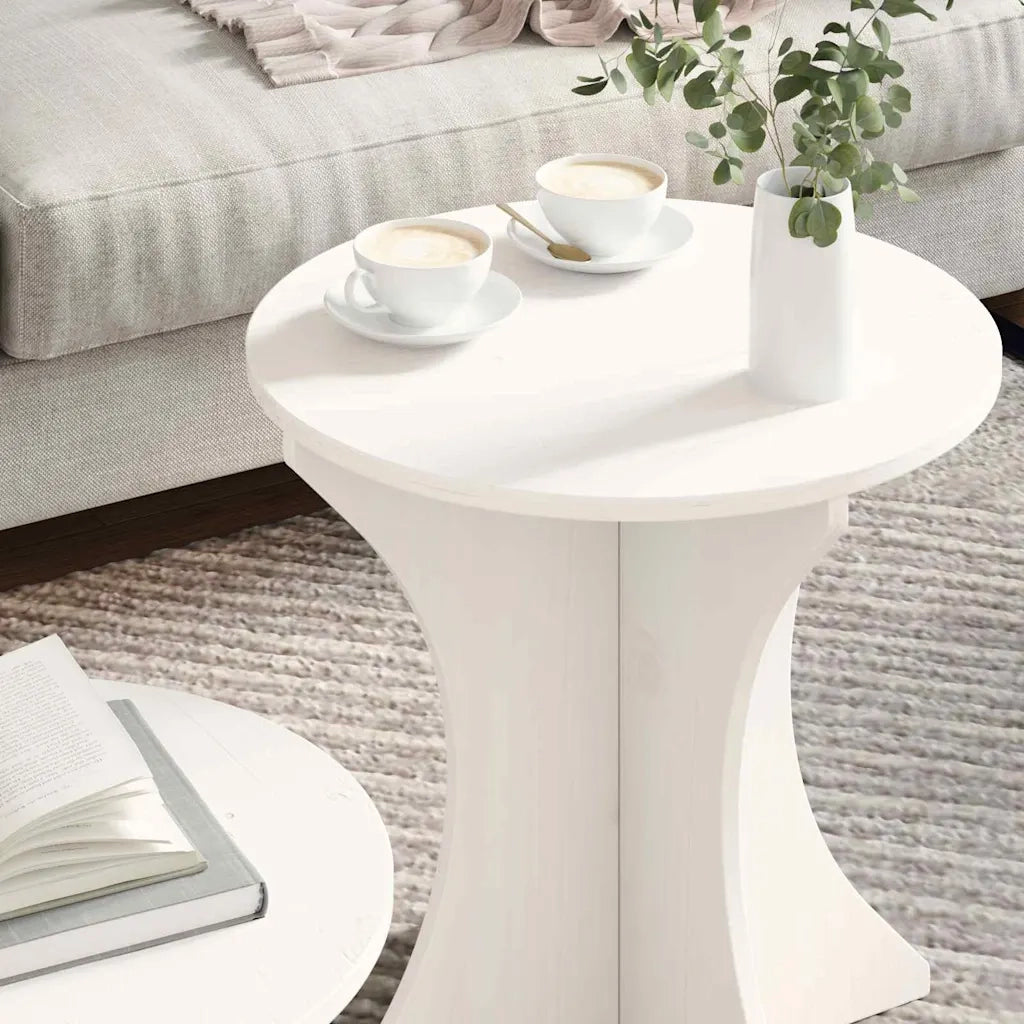 Tavolino da salotto 2 pcs Bianco Legno di pino massello 873566