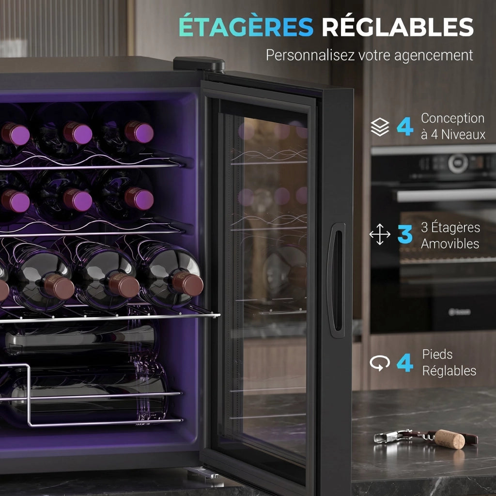 Cantinetta Vino 16 Bottiglie ¨C Xylo ¨C 42L Frigo Bevande Temperatura Regolabile 5-18¡ãC Porta Vetro Nero