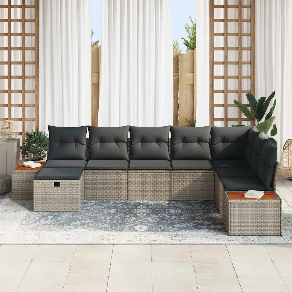 Set Divano da Giardino con cuscino Grigio polyrattan 3360988