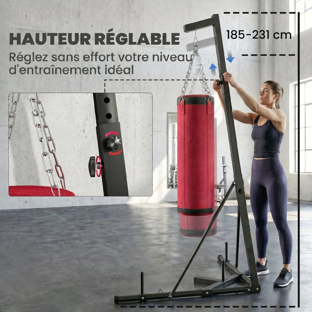 Sacco da Boxe Autoportante con Base Regolabile ¨C Minimal ¨C Rosso 175x91x231cm