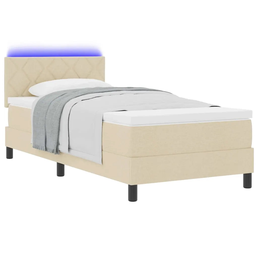 Letto a molle con materasso con led Crema 100 x 200 cm Tessuto 3342266