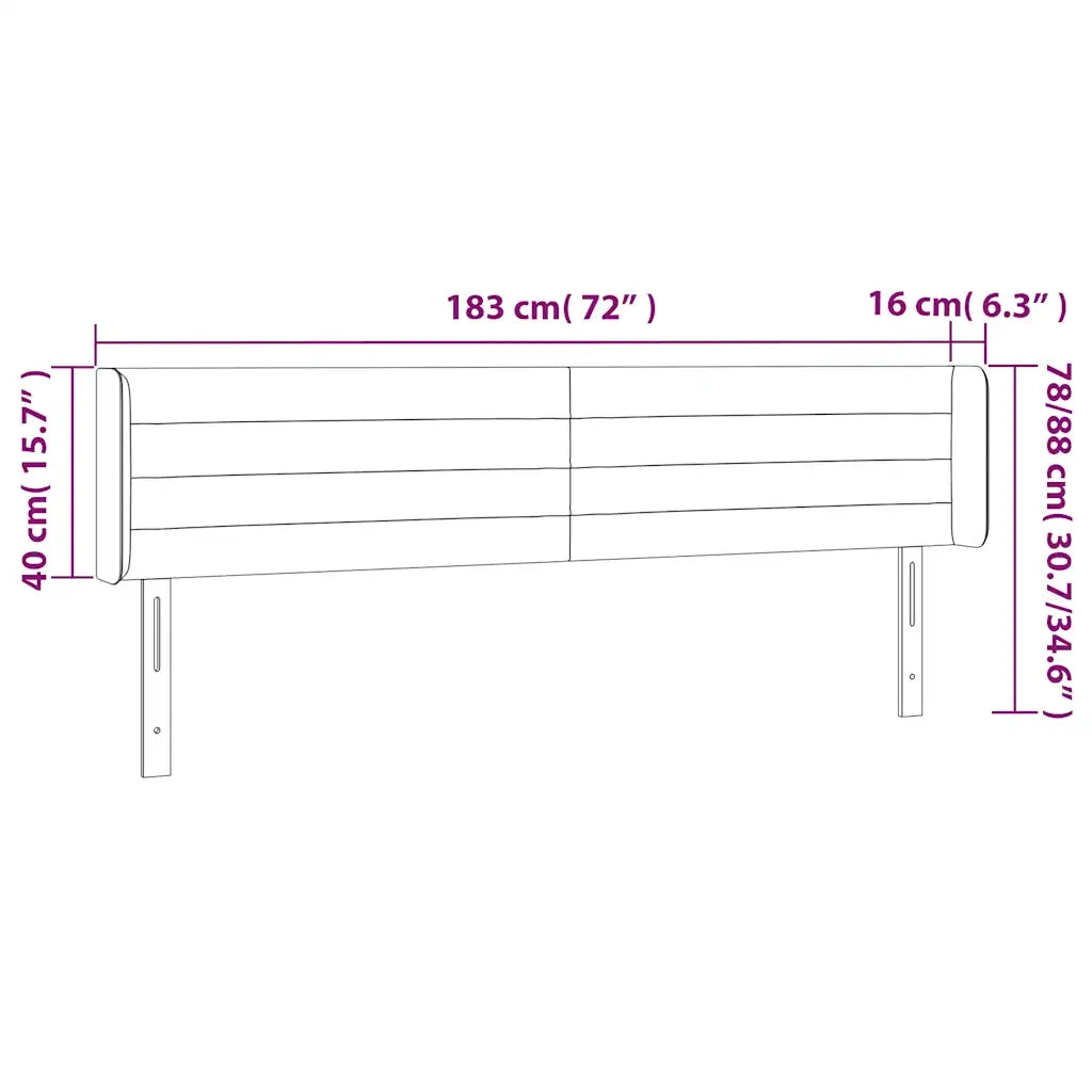 Testiera a LED Blu Scuro 183x16x78/88 cm in Velluto 3123440