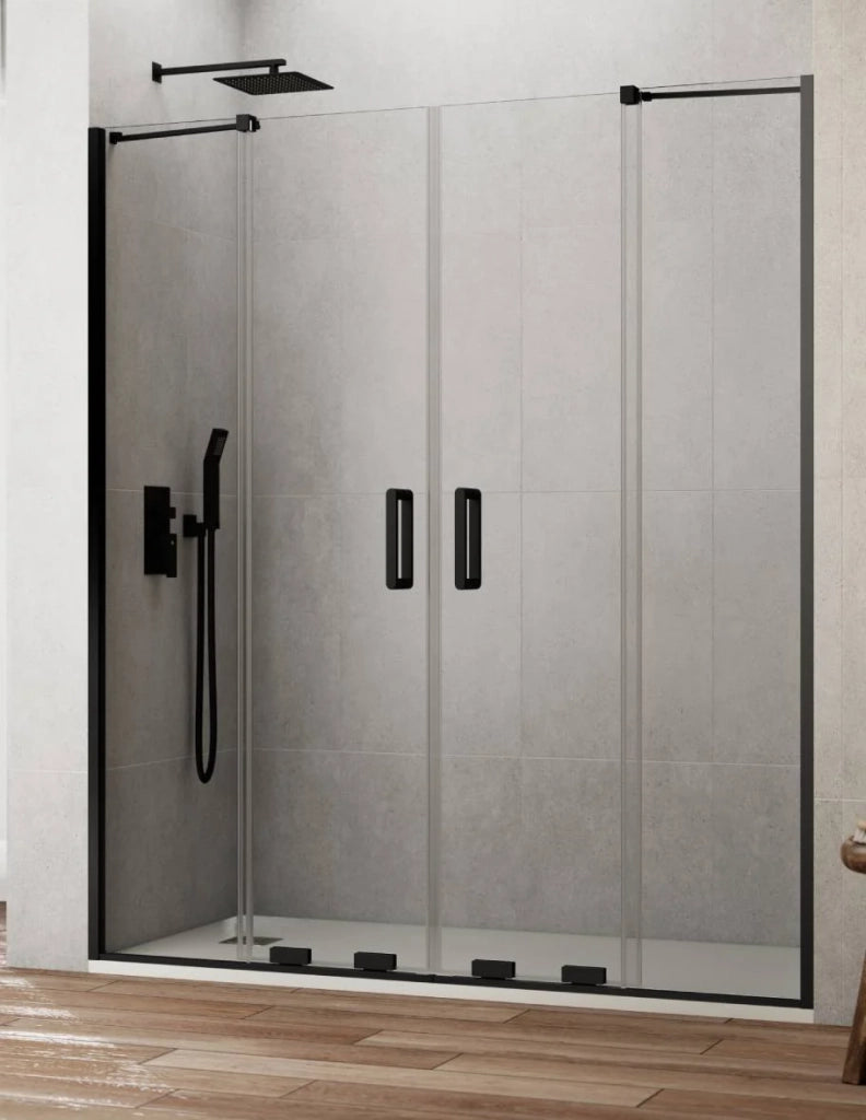 Porta doccia scorrevole 2+2 CIRENE (KENNA) 140 cm Profilo Nero