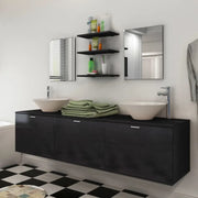 Set Mobili da Bagno 10 pz con Lavabo e Rubinetto Nero 273691