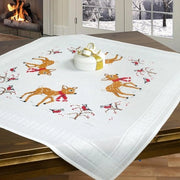 Pacchetto per cucire a maglia con punto di croce per tappeto da tavolo per adulti, da cucire da sé, 80x80 cm, con disegno da cucire, filo Reekitz e motivo per sciarpa.