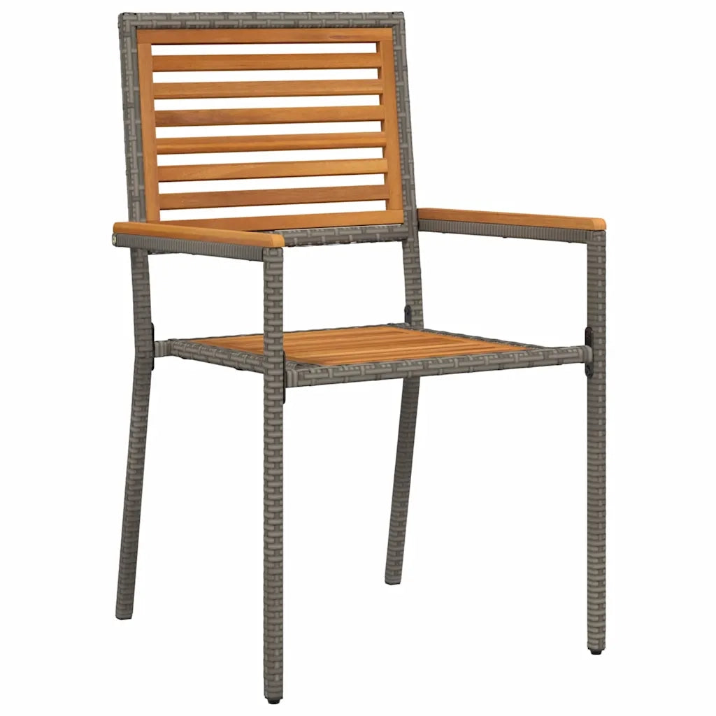 Set da Pranzo per Giardino 7 pcs Grigio e Marrone polyrattan