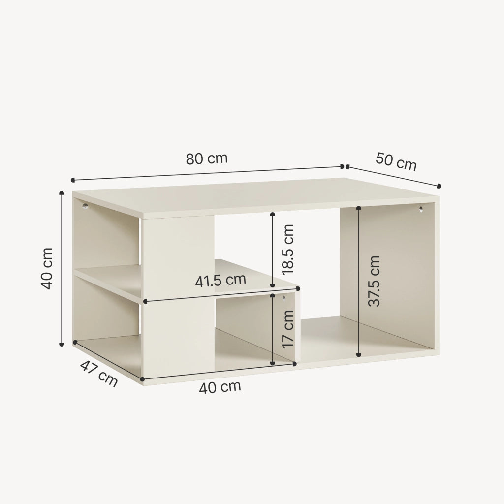 Tavolino Centrale da Salotto Antaa con Vani Aperti 80 x 50 x 40 cm - Color Avena Oatmeal [en.casa]