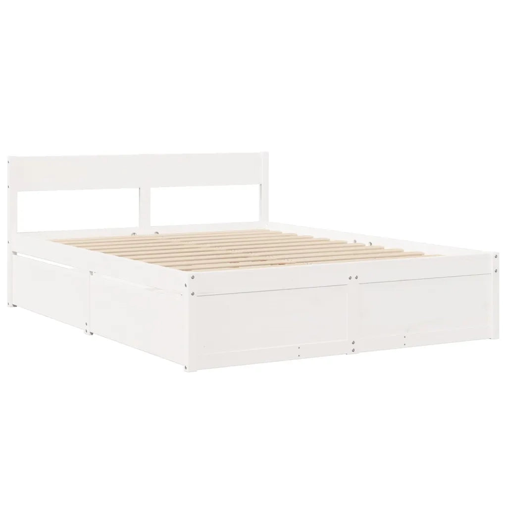 Letto senza Materasso-Struttura Letto Bianco 140x200 cm Legno Massello di Pino 197036