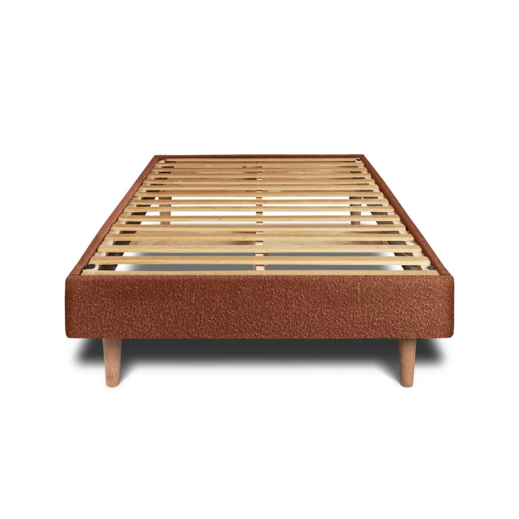 Letto 90x190 cm con testiera in linea - tessuto bouclé
