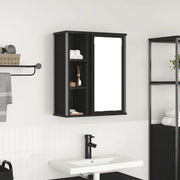 Pensile da Bagno con Specchio-Mobile bagno con specchio Rovere Nero 50x21x60 cm