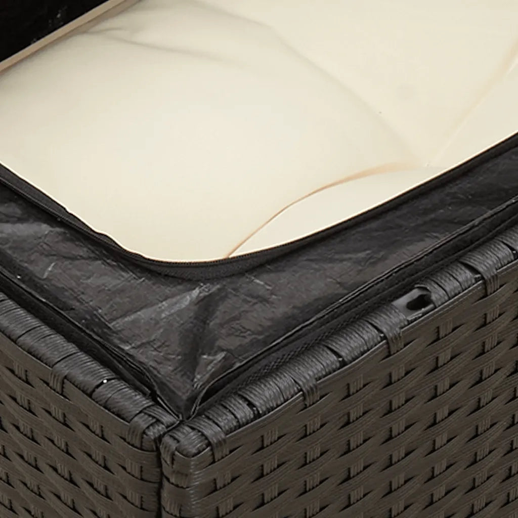 Divano Angolare da Giardino con Cuscini Nero in Polyrattan 366012