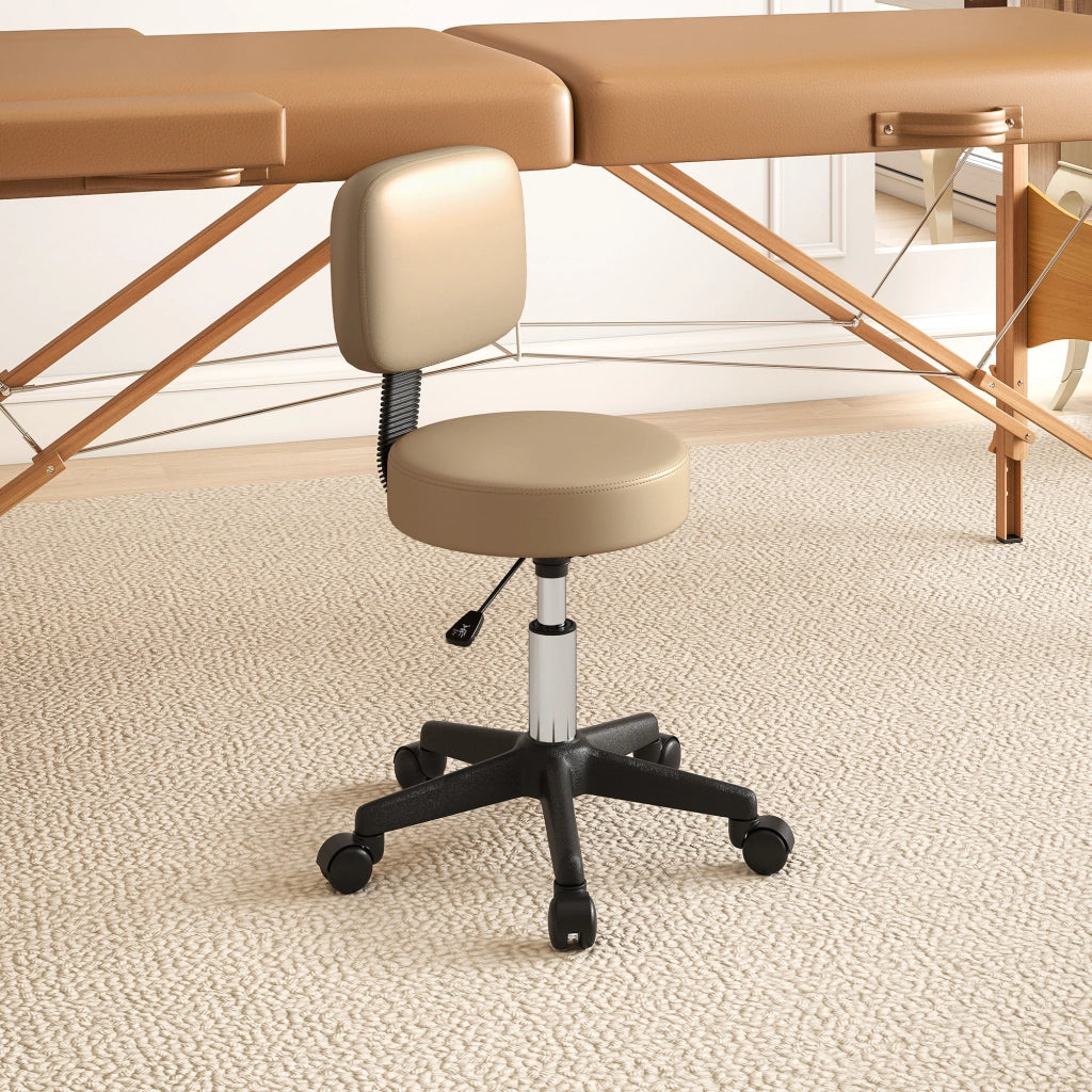 Sgabello da Ufficio Girevole 360¡ã con Schienale Regolabile in Altezza 72-84 cm ¨C Xylo ¨C Marrone Chiaro