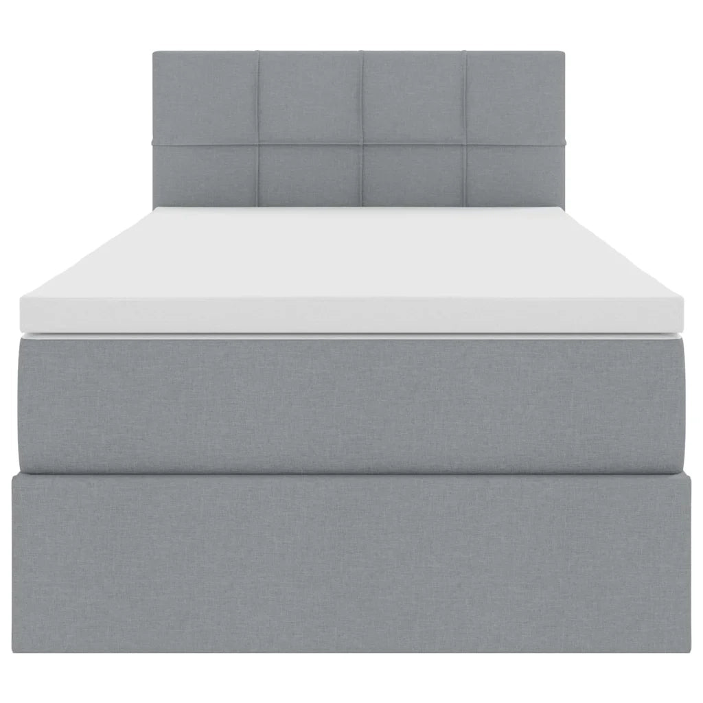 Letto con contenitore e LED Grigio chiaro 100 x 200 cm Tessuto 3371124