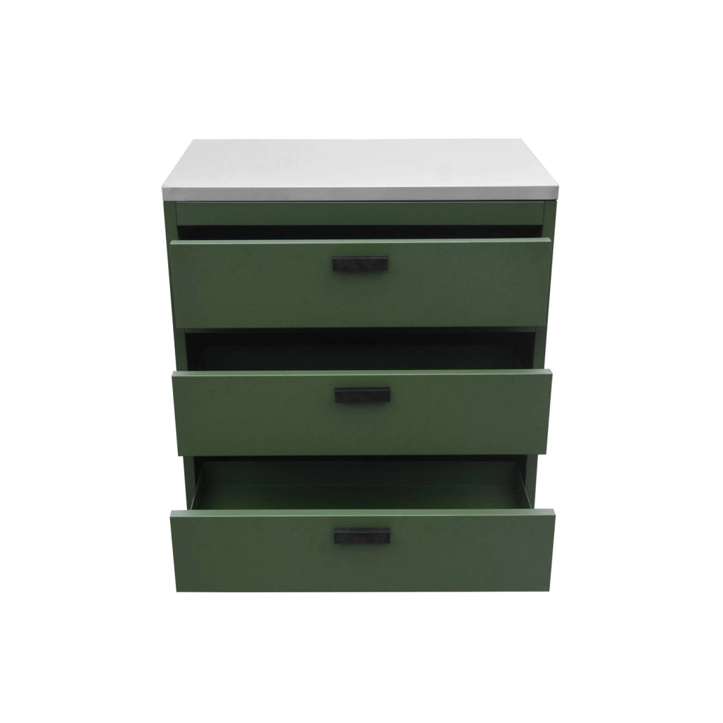 Mobile da esterno in acciaio con 3 cassetti, 80cm, verde