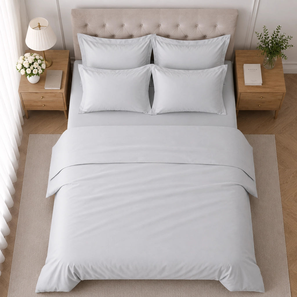 Rova, set Completo Letto Matrimoniale in Cotone, Grigio