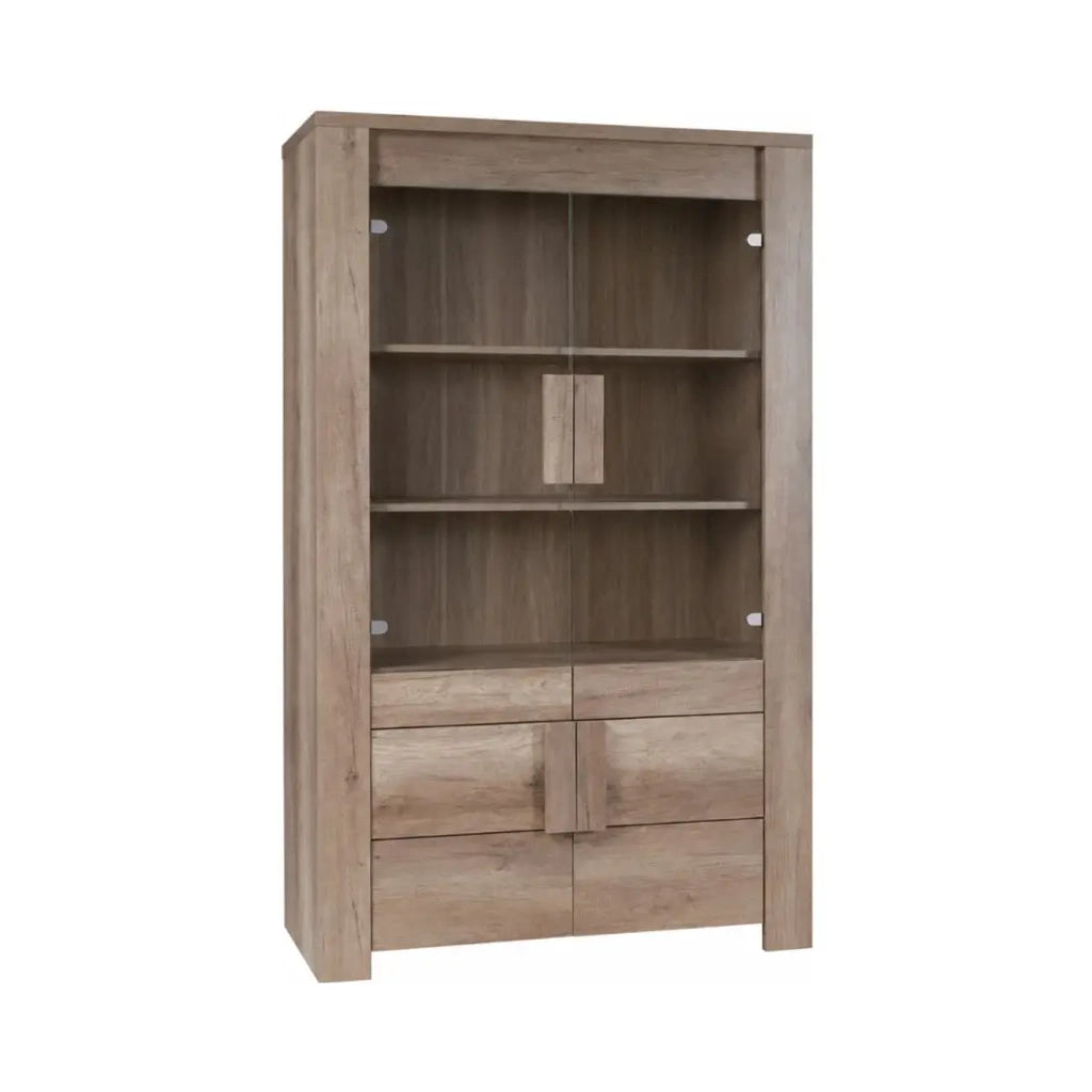 Grande vetrina 2 porte in vetro e 2 porte in legno - Collezione FARRA - quercia chiara