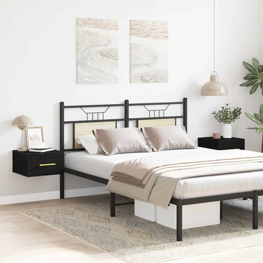 Set di 2 Comodini | Armadio da Notte | Mobiletto da notte Rovere Nero 35 x 35 x 20 cm