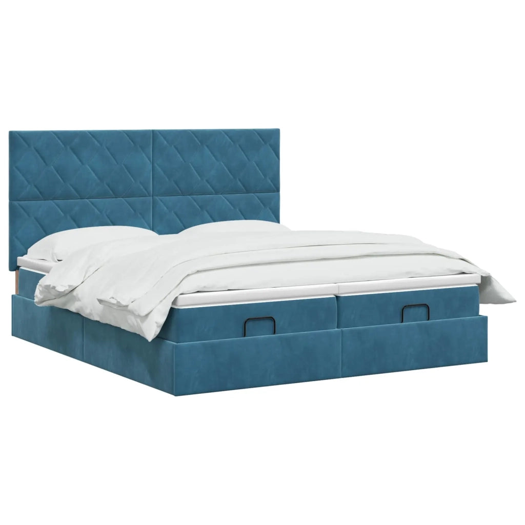 Letto Ottomano con Materasso e LED Blu scuro 160 x 200 cm 3458512