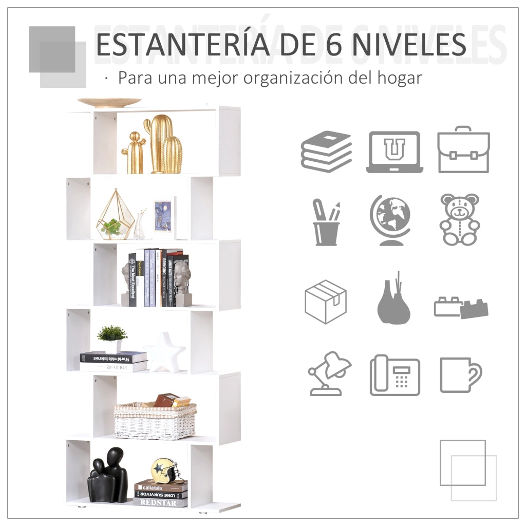 Libreria Scaffale 6 Ripiani Legno S 80x24x191 cm ¨C Minimal ¨C Bianco