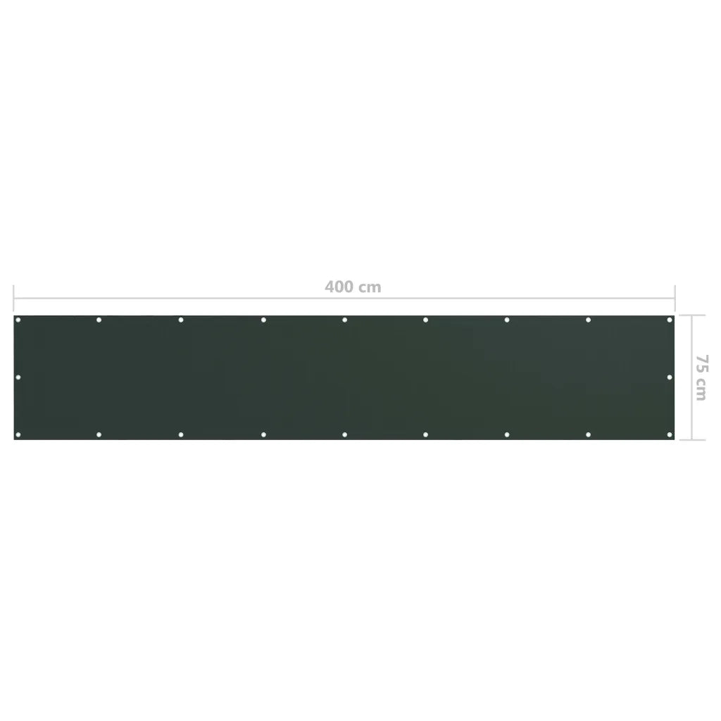 Schermo da balcone | Paravento da Balcone Verde Scuro 75x400 cm Tessuto Oxford