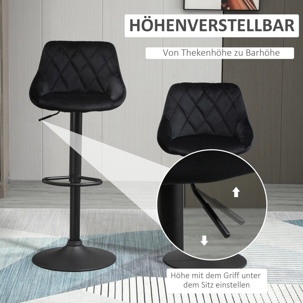 Set di 2 sgabelli da bar ¨C Minimal ¨C regolabili, girevoli, rivestimento in velluto, struttura in metallo nero