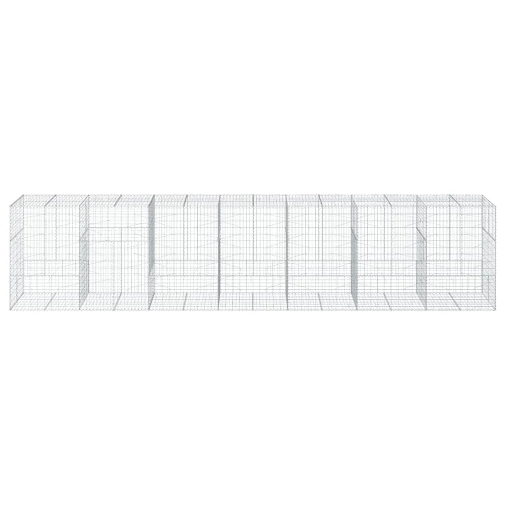 Gabbione recinto a gabbia muro di contenimento con coperchio 700 x 100 x 150 cm ferro zincato argento 02_0040190