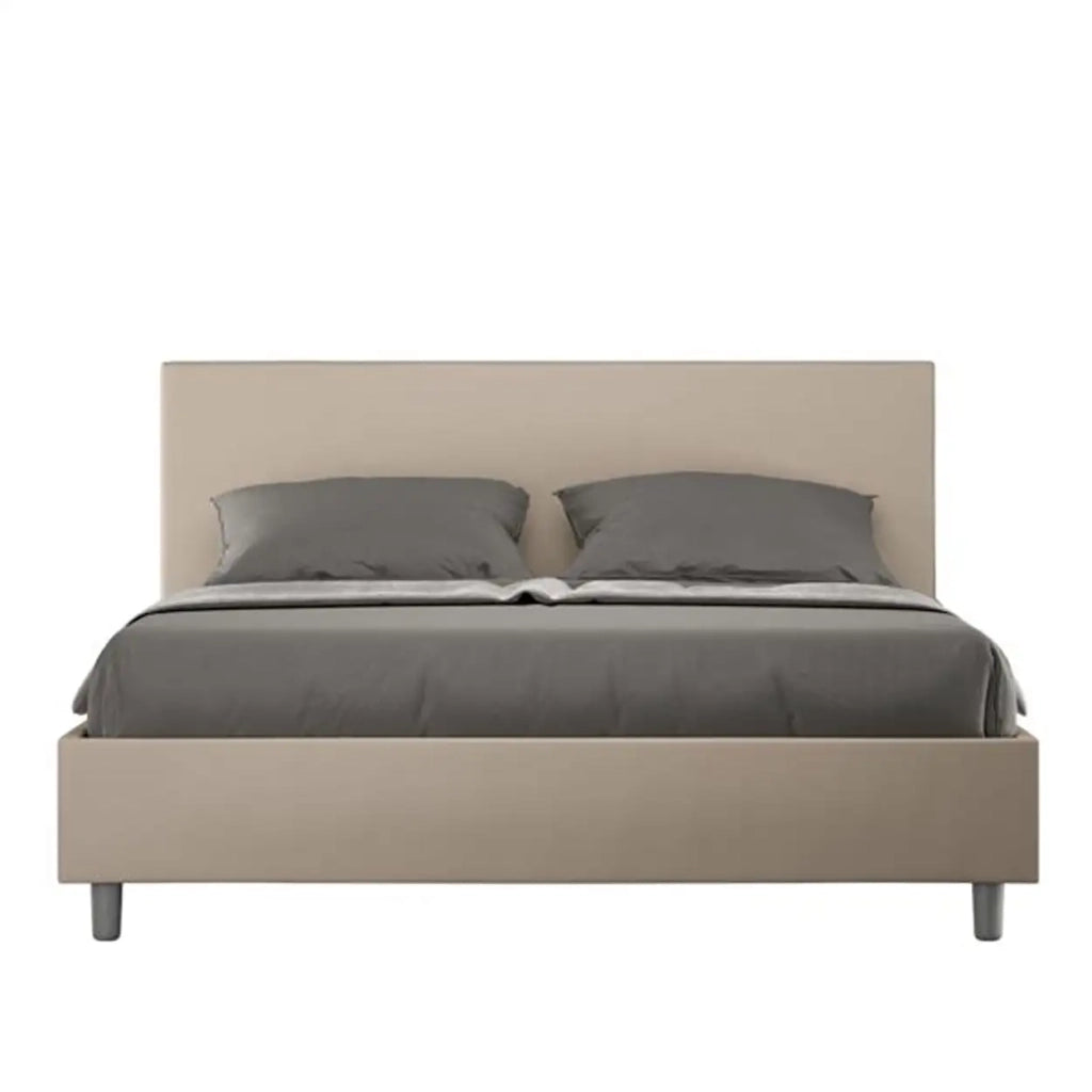 Letto matrimoniale contenitore imbottito 160x210 similpelle tortora Adele