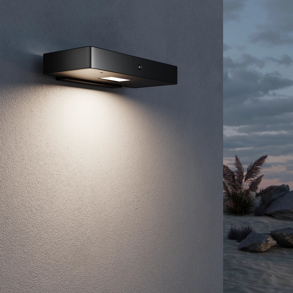 Maytoni Applique moderna Pir 1 luce LED integrato IP54 nero alluminio