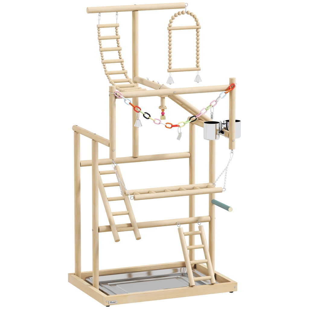 Trespolo per Pappagalli con Giochi e Posatoi ¨C Minimal ¨C Legno Naturale