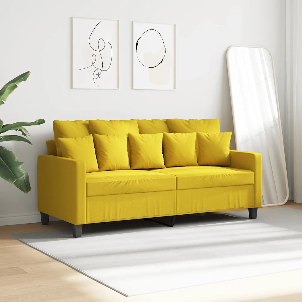 Divano | Divano da soggiorno | Sofa a 2 Posti Giallo Chiaro 140 cm in Tessuto